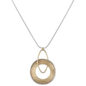 Marjorie Baer Large Wide Ring with Wire Edge and Interlocking Oval Ring Necklace